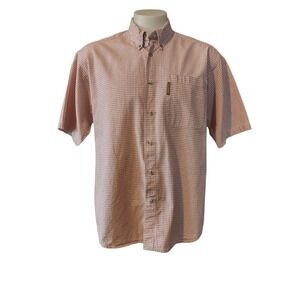 Columbia Shirt Large Mens Adult Logo Button Down Collar Red Checked Short Sleeve